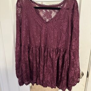 Torrid Size 2 purple lace blouse